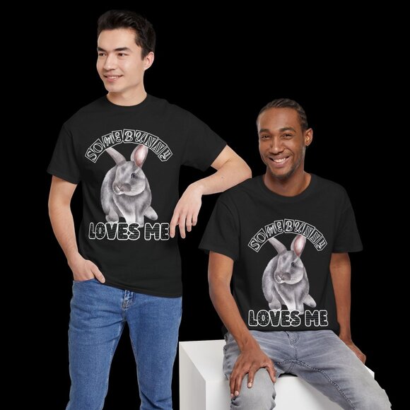 BW Somebunny Loves Me T-shirt Rabbit Lovers Tee Adult Easter bunny gift - Picture 6 of 8